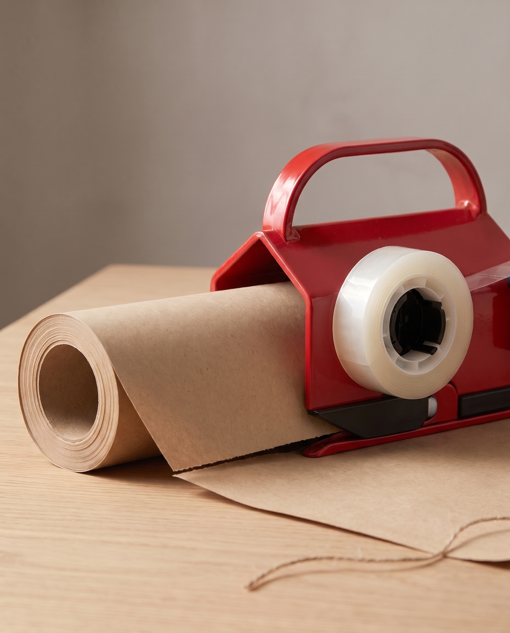 Close-up of the perfectly straight cut edge made by the wrapping paper cutter