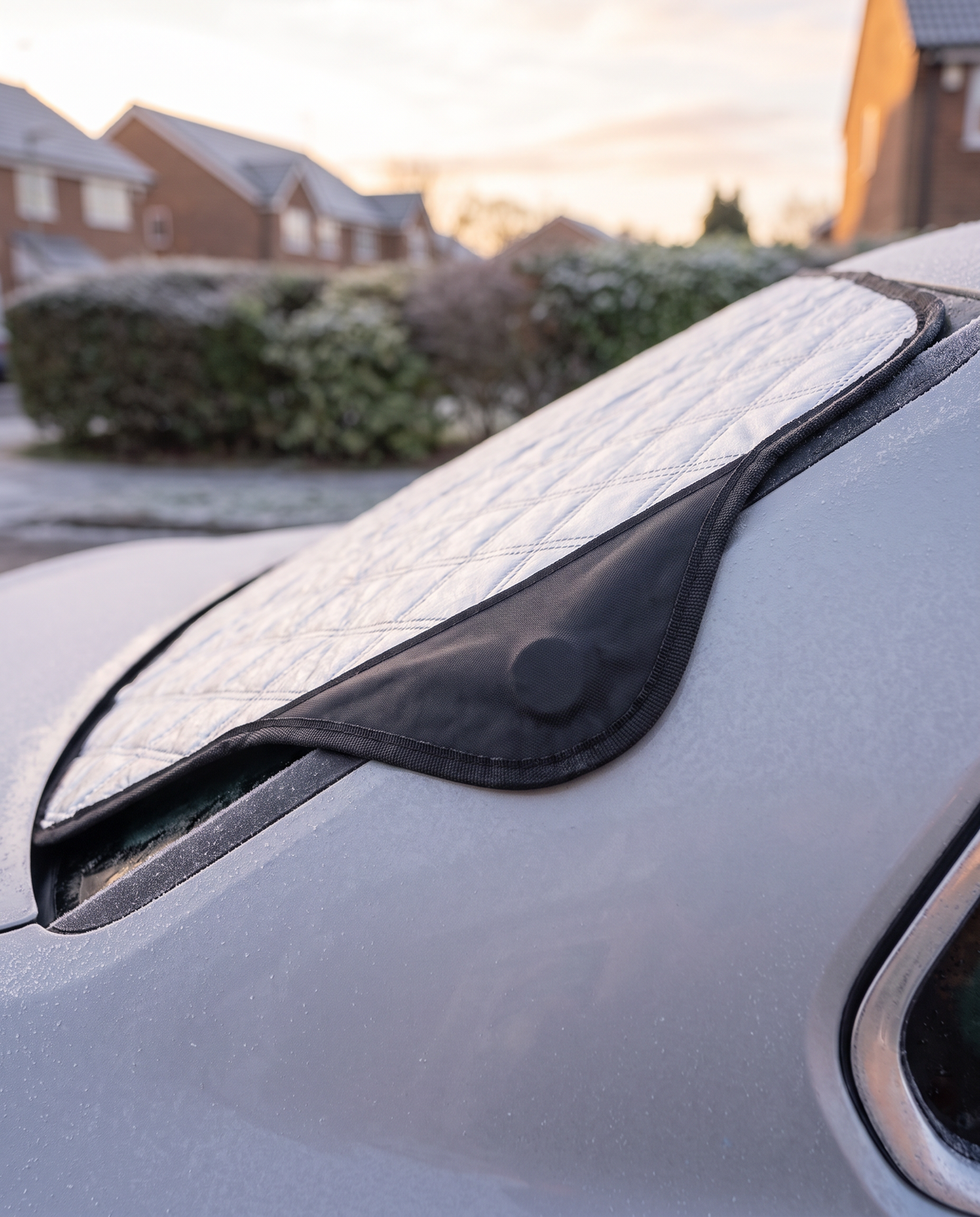 Close-up of the corner magnet holding the frost cover in place