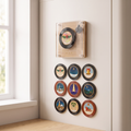 Vinyl Record Fridge Magnet Music Player and record magnets on a warm-white fridge door
